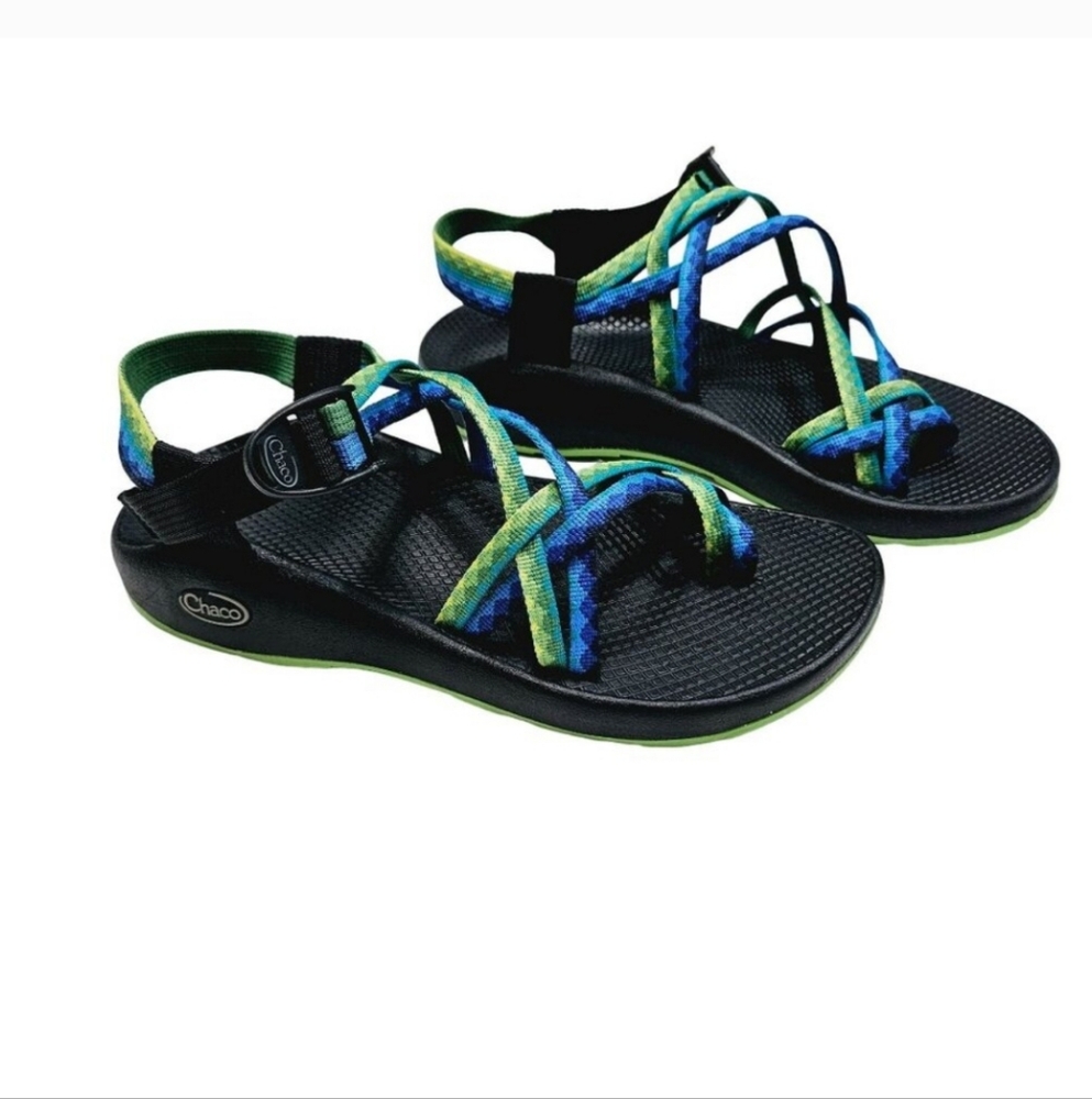 Chaco Women's Z/Cloud X Outdoor Hiking Sandals - Size Womens 9 - Blue Green Neon
